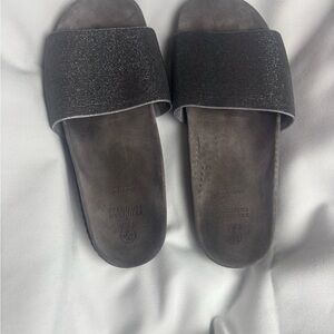 Brunello Cucinelli Charcoal Slide Sandals